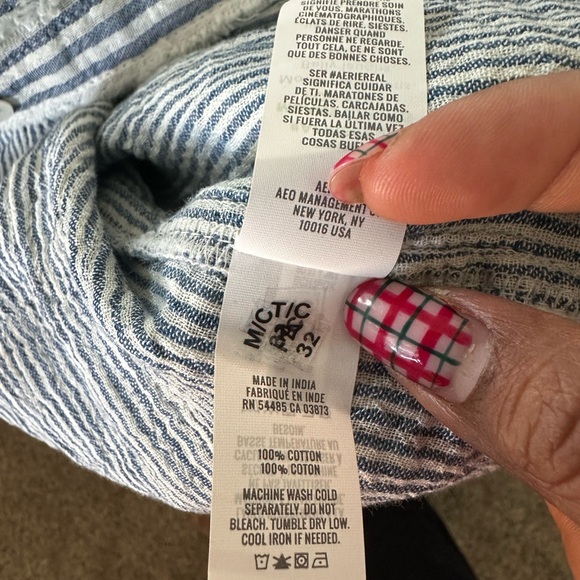 Aerie Blue and White Striped Shirt - Picture 3 of 4